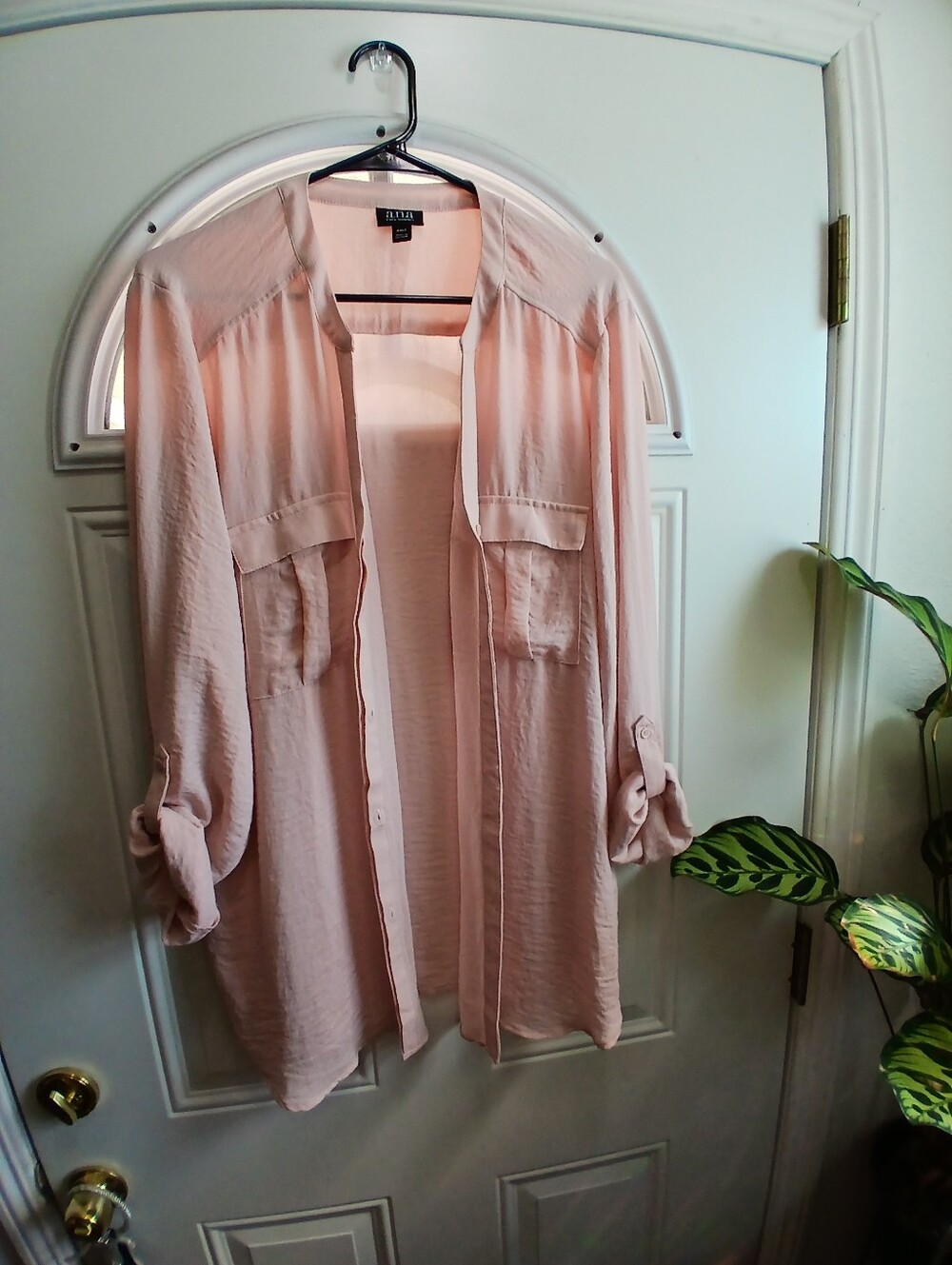 Ana Button Down Roll Sleeve Blouse Size XXLT